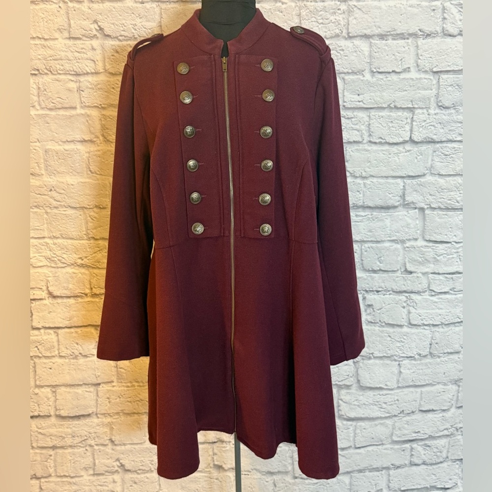 Torrid Burgundy Military Style Coat plus size 4